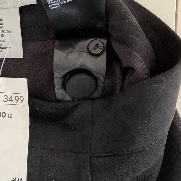 NWT H&M Black Button Front High-Rise Faux Suede Y2K Skirt Size 10 - Picture 9 of 11